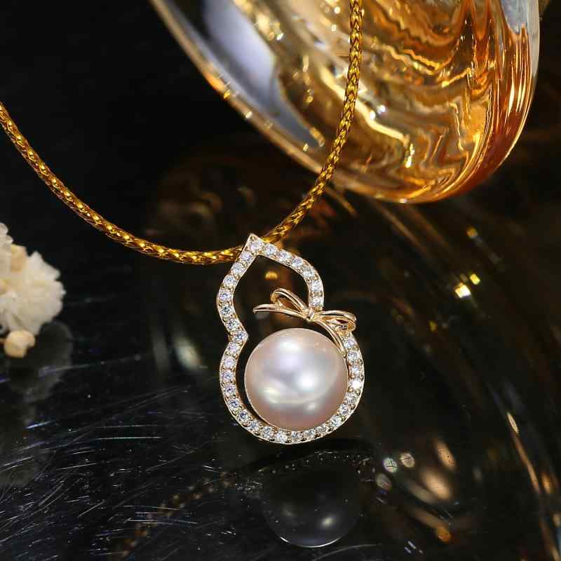 ジュエリーパーツ S925純銀 パール ひょうたん ネックレスチャーム 空枠 台座 ハンドメイド DIYアクセ..