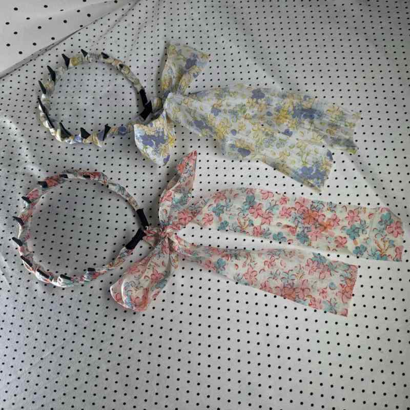 カチューシャ レディース 女性用 小花柄 リボン ふんわり ボリューム ヘッドバンド 頭頂部高め 小顔効..