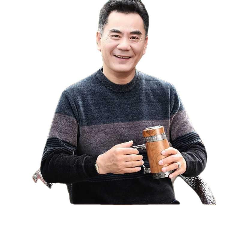 ニット メンズ シニア 男性向け シェニール ポリエステル ハイネック タートルネック 裏起毛 厚手 極厚..