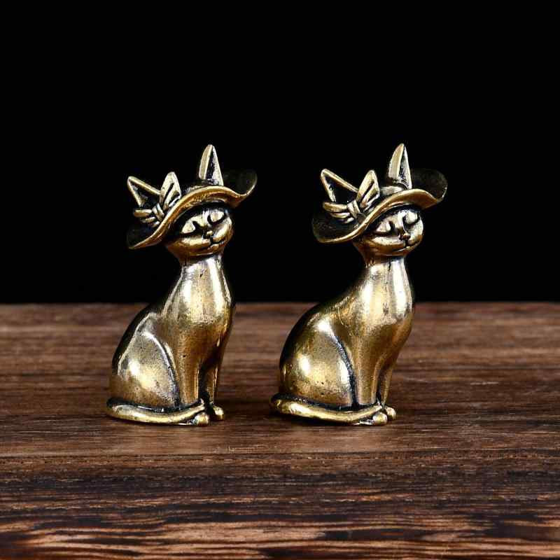 置物 真鍮 プリンセス 猫 レトロ アンティーク調 ヴィンテージ風 欧風 茶器飾り 茶道具 インテリア オブジェ かわいい おしゃれ 高級感 卓上デコレーション 金属製(3)