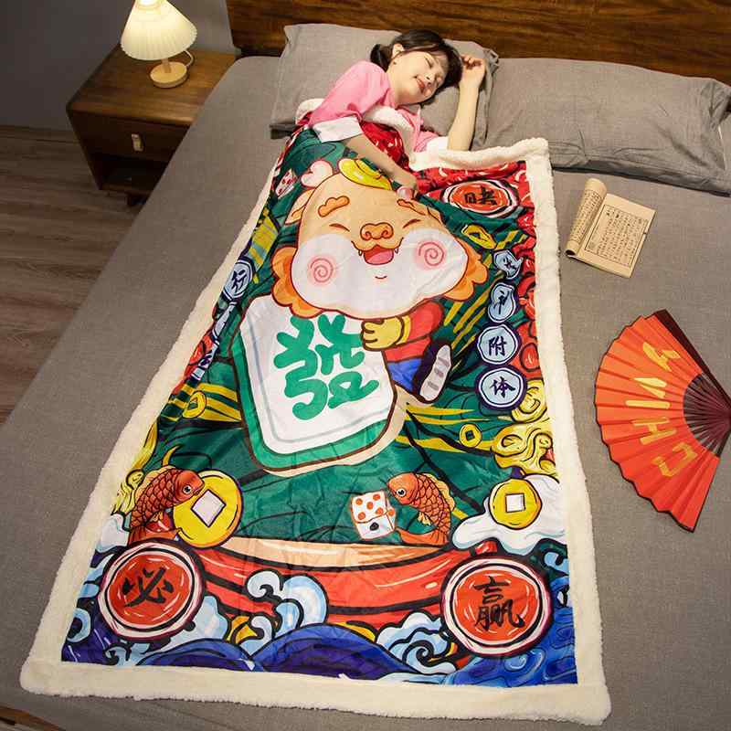 ブランケット 毛布 龍柄 辰モチーフ 中国風スタイル 厚手 あったか 防寒 ふわふわ オフィス 職場 デス..