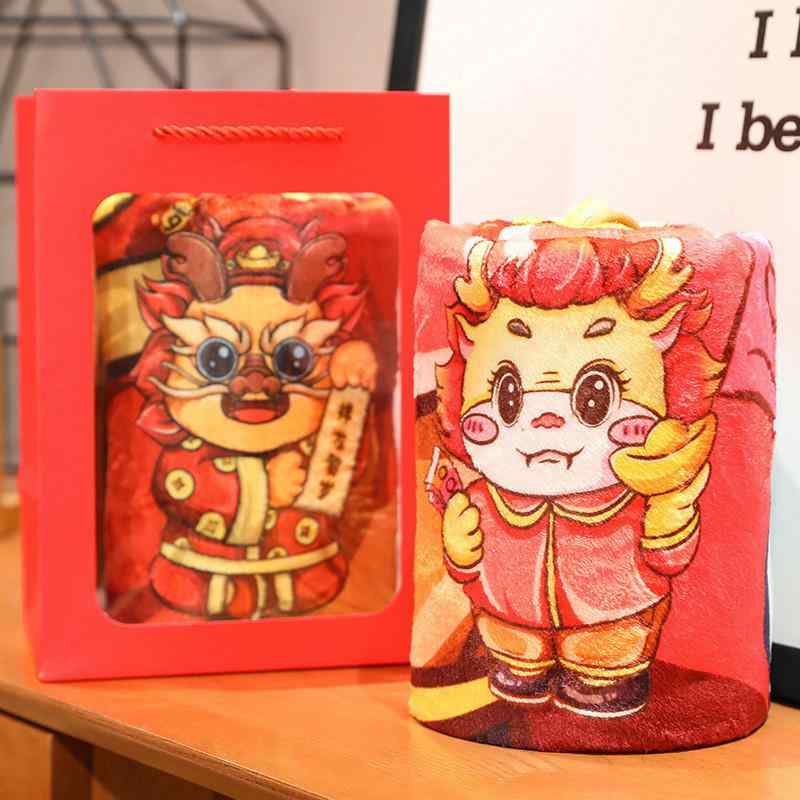 ブランケット 秋冬 フランネル ポリエステル 暖かい 柔らか 辰年 龍柄 中国風 プリント 縁起物 リビン..