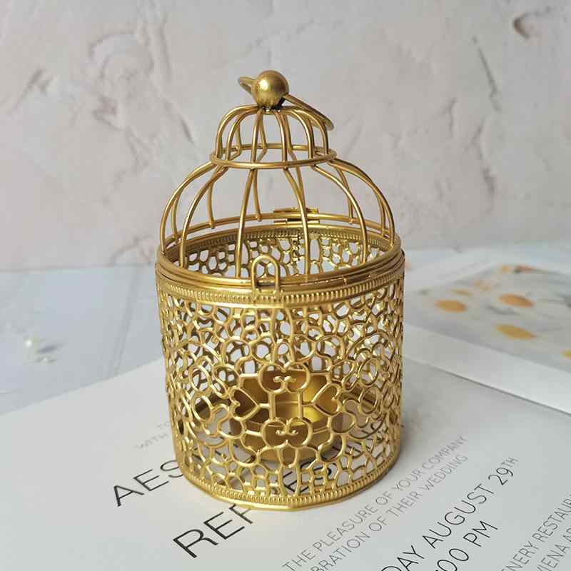 キャンドルホルダー 鳥かご 北欧 シンプル 透かし彫り ゴールド アイアン 卓上オブジェ 金属工芸品 室..