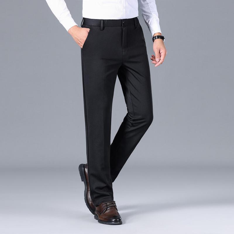 ズボン メンズ 秋冬 ハイウエスト ストレートパンツ 厚手 ゆったり リラックスフィット 中高年 シニア向け 普段使い カジュアル ロング丈 ボトムス 黒 紺