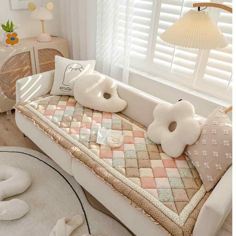 パッチワーク タペストリー ベッドカバー ソファーカバー 想いを込めて