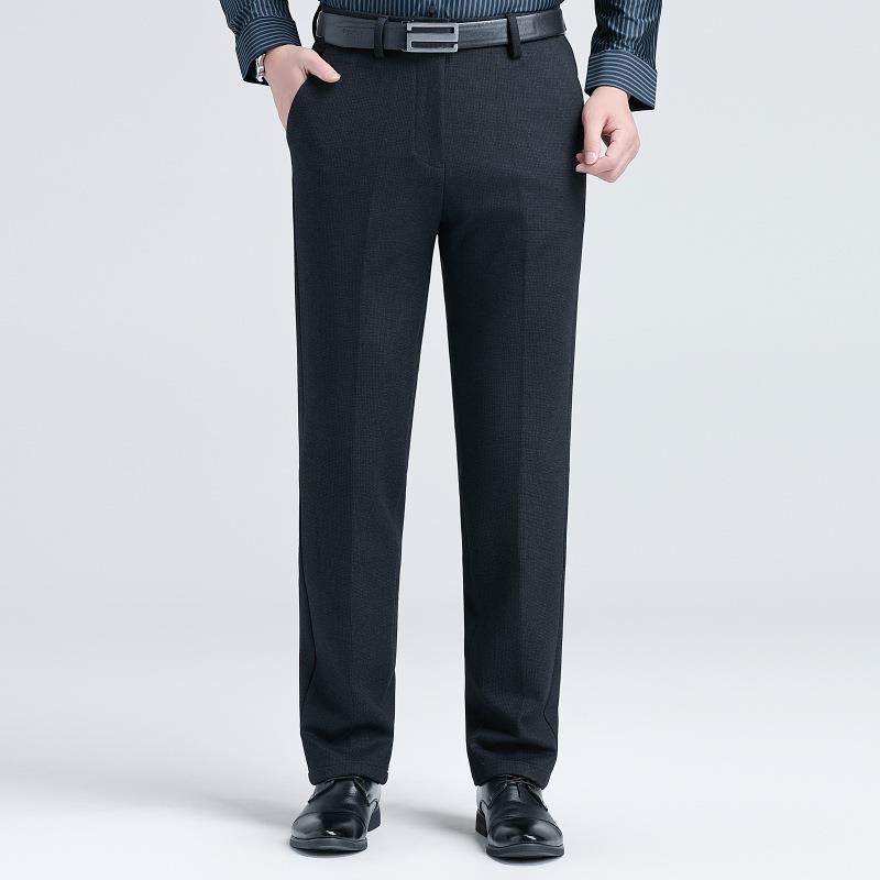 パンツ メンズ ビジネスカジュアル 厚手 裏起毛 スラックス ゆったり ストレート ハイウエスト ストレッチ ドレープ 防シワ イージーケア 防風 秋冬 通勤 ボトムス 黒 グレー