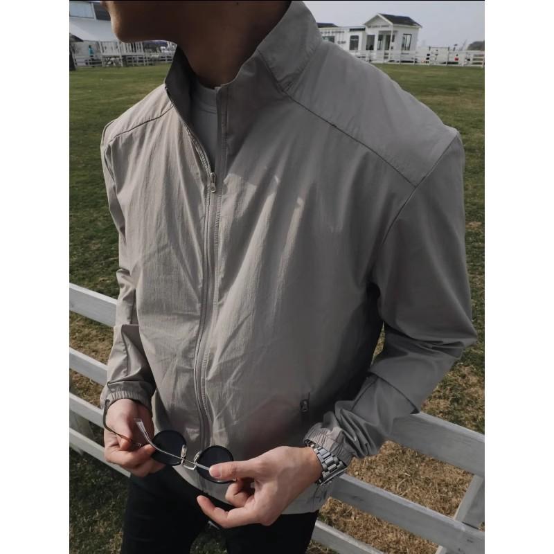 UVカットジャケット メンズ スタンドカラー UPF50+ 軽量 薄手 速乾 ドライ 登山 アウトドア サイクリング バイク 夏 サマー ゆったり カジュアル ポリエステル ブルゾン(4)