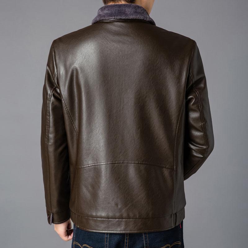 レザージャケット メンズ 男性用 裏ボア 厚手 防寒 襟付き PUレザー 合成皮革 秋冬 アウター ブルゾン カジュアル ビジネス 普段使い 30代 40代 50代 ブラック ダークグリーン