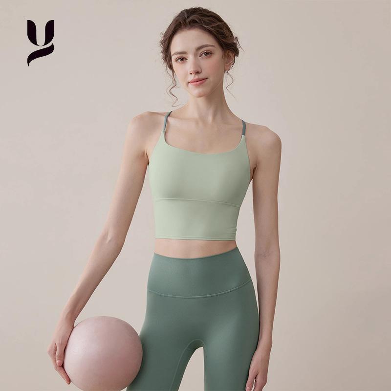 ヨガトップス レディース 春夏 クッション性 バック 女性らしい クロスストラップ 通気性 ピラティス ランニング フィットネス トレーニング サイクリング ナイロン スパンデックス ブラトップ