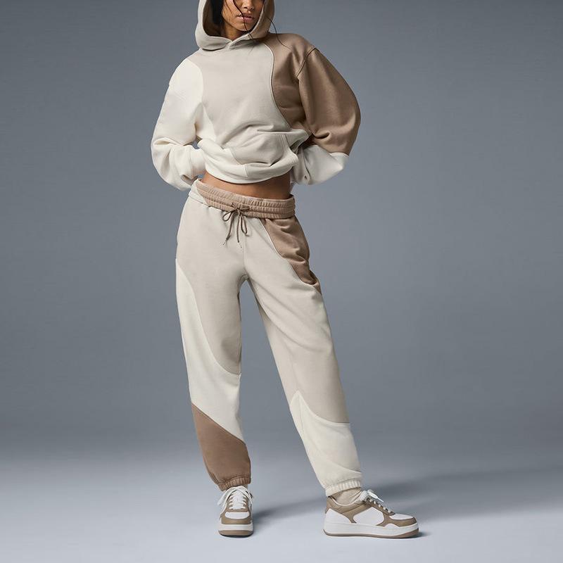 スウェット セットアップ レディース フード付き 切り替え ジョガーパンツ 綿混 柔らか 快適 カジュア..