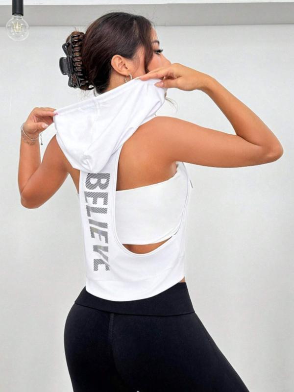 ヨガウェア レディース バックシャン フード付き 吸湿速乾 伸縮性 ポリエステル ポリウレタン フィット..