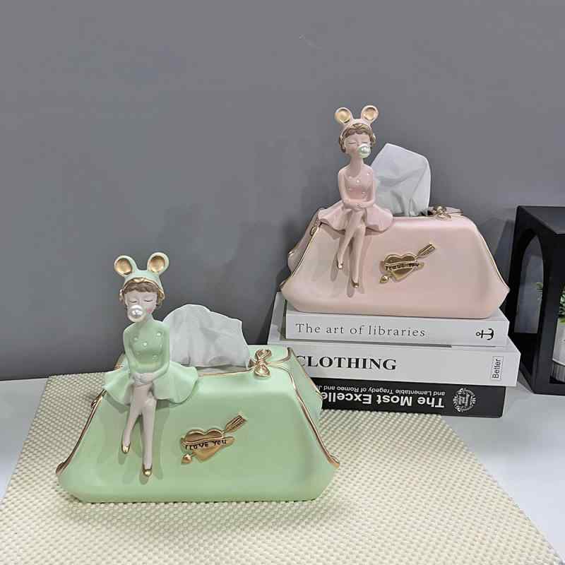 ティッシュボックス 樹脂製 かわいい おしゃれ 高見え クリームカラー 泡モチーフ 女の子 装飾 オブジ..