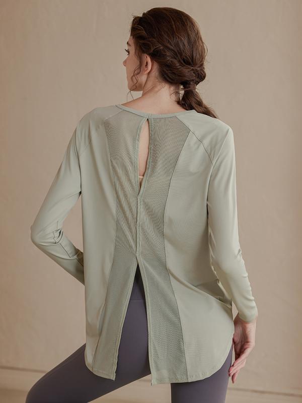 トップス レディース ゆったり ルーズ メッシュ切り替え 長袖 Tシャツ ヨガ フィットネス ランニング スポーツ ジム トレーニング 通気性 速乾性 吸湿性 着痩せ効果 大きいサイズ ポリエステル 秋冬