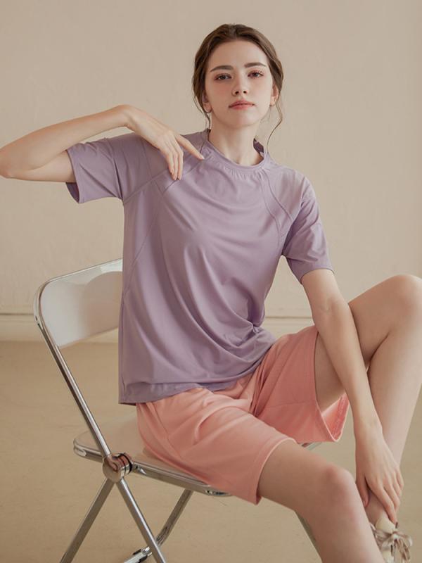 Tシャツ レディース ランニング ヨガ フィットネス スポーツウェア 半袖 吸湿速乾 通気性 高級感 ルーズフィット 細見え ストレッチ素材 春夏 ダスティーピンク ブラック オフホワイト