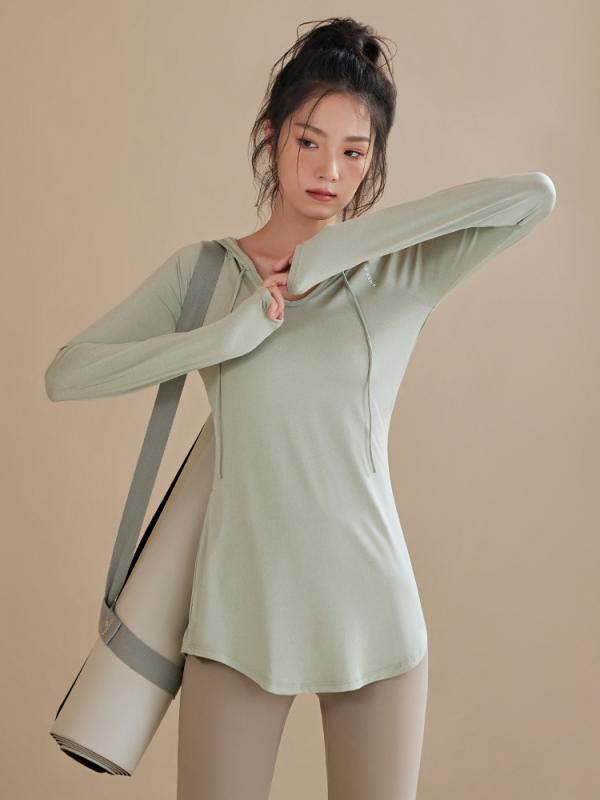 ヨガウェア レディース 高級感 フード付き ポリエステル素材 秋冬 ランニング スポーツ 速乾 長袖 ゆっ..