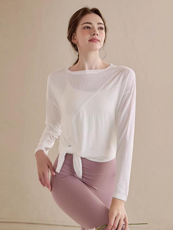 Tシャツ レディース 女性用 ゆったり 長袖 速乾 通気性 体型カバー 再生繊維 伸縮性 無地 ヨガ ランニング フィットネス スポーツウェア 春秋