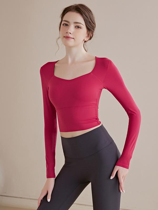 トップス レディース カップ付き 長袖 ヨガ ピラティス フィットネス スポーツ トレーニング 速乾性 高..