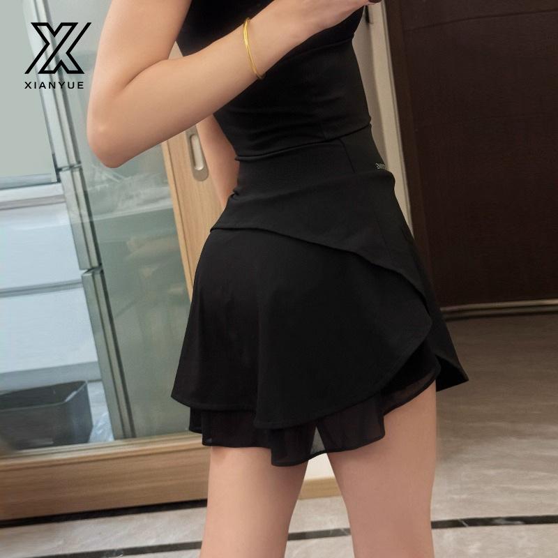 ショートスカート レディース ヨガ ランニング フィットネス アクティブウェア Aライン インナーパンツ..