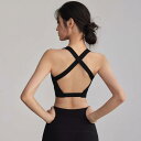 スポーツブラ レディース 女性用 一体型 ノンワイヤー 揺れ防止 垂れ防止 バストケア ランニング ヨガ フィットネス ジム トレーニング ワークアウト クロスバック 美背 ナイロン スパンデックス 3/4カップ