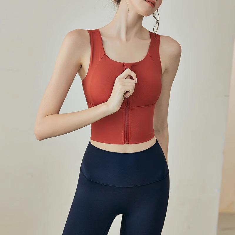 スポーツブラ レディース フロントジップ ノンワイヤー 高強度 ハイサポート 揺れ防止 ランニング ヨガ..