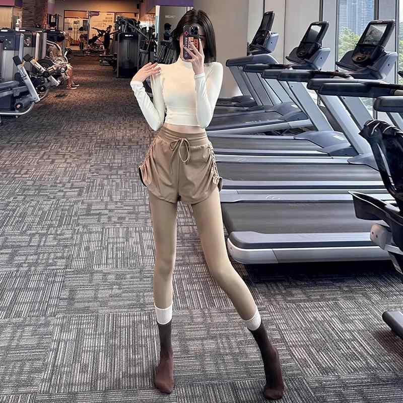 ボトムス レディース レイヤード風 スポーツロングパンツ ハイウエスト 腹部引き締め お腹カバー タイト スリムフィット 高強度 ヨガ トレーニング ランニング フィットネス サイクリング ダンス ナイロン スパンデックス 秋冬春