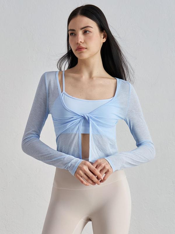 トップス レディース スポーツ トレーニング ヨガ フィットネス UVカット 日焼け防止 長袖 スラブ調 シ..