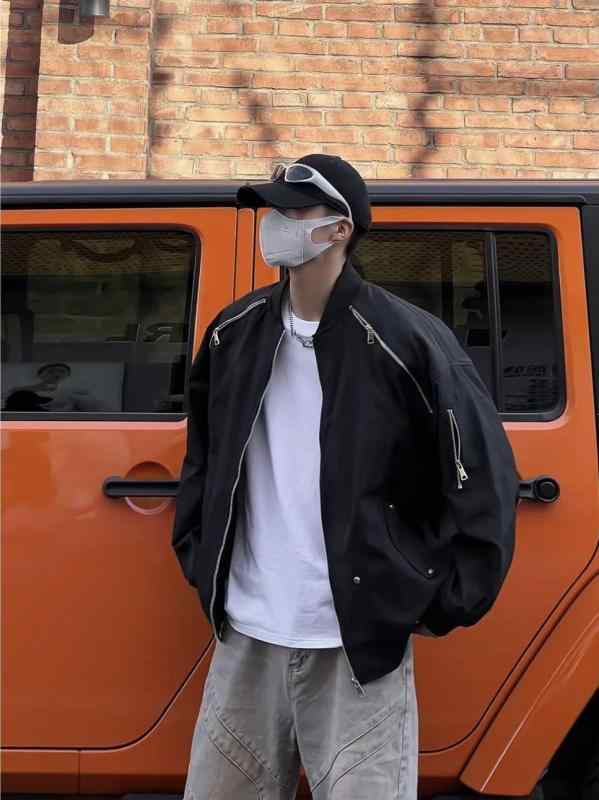 ジャケット メンズ デニム風 アメカジ レトロ 切り替え ゆったり ビッグシルエット 個性的 ワークジャ..