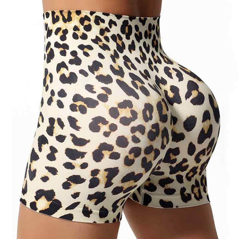 ヨガ ショートパンツ レディース ヒョウ柄 シームレス ランニング フィットネス スポーツ ハイウエスト..