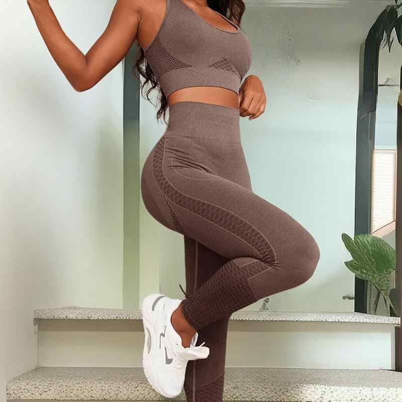 ヨガウェア レディース スポーツブラ スパッツ 上下セット 吸汗速乾 伸縮性 リブ編み フィットネス ジ..