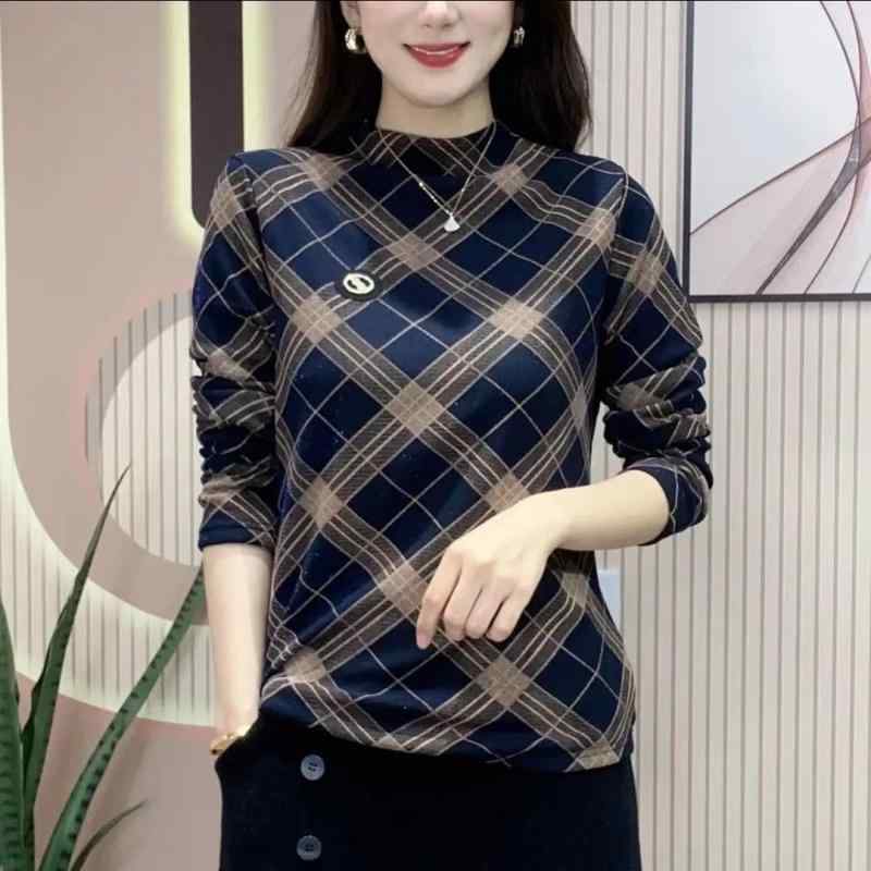 トップス レディース 中高年 ママ ミセス 秋冬 裏起毛 ハーフハイネック インナーシャツ カットソー プ..