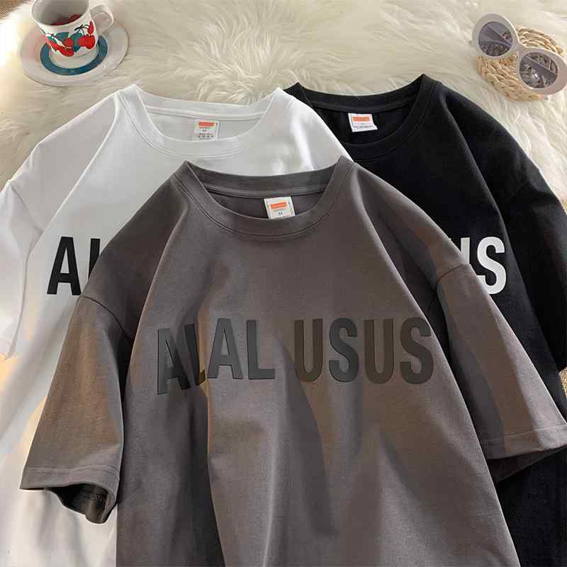 Tシャツ メンズ 半袖 ゆったり ルーズフィット ストリートスタイル アメカジ ロゴ プリント クルーネック コットン 綿 トップス カットソー 春夏 普段使い カジュアルウェア