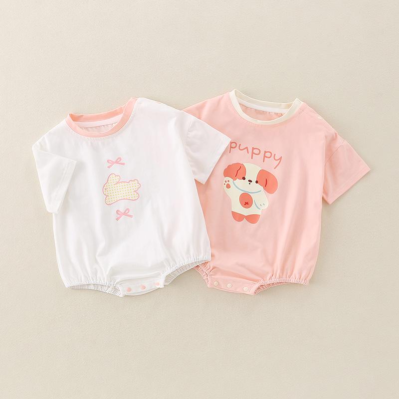 ロンパース ベビー 女の子 綿 半袖 肌着 春夏 薄手 ボディスーツ 新生児 カバーオール 普段使い 通気性 吸湿速乾 韓国 股下スナップ 出産祝い