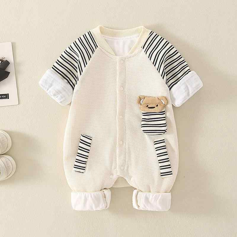 ロンパース 新生児 男の子 女の子 ベビー カバーオール 春秋 長袖 綿 コットン かわいい くま 野球ウェ..