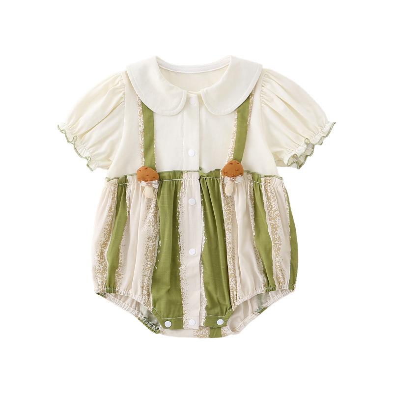 ロンパース ベビー 新生児 男の子 女の子 男女兼用 夏 綿 コットン 薄手 薄地 半袖 ショートスリーブ 接触冷感 吸湿速乾 韓国 おしゃれ かわいい 普段使い 部屋着 お出かけ