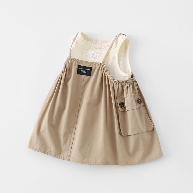 セットアップ 女の子 ベビー 赤ちゃん サロペットスカート ジャンパースカート ノースリーブ タンクトップ 2点セット 韓国 綿 夏服 カジュアル かわいい 普段着 おでかけ