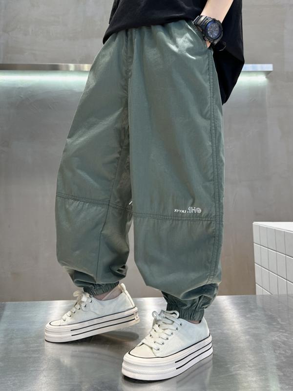 パンツ 男の子 ジュニア 春夏 薄手 速乾 防蚊 長ズボン ウエストゴム ブラック カーキ 韓国 カジュアル