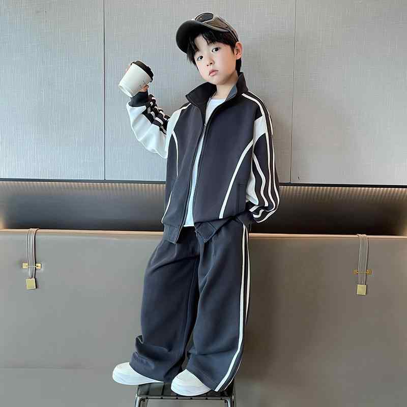 キッズ 男の子 スポーツウェア セットアップ 上下セット 春秋 長袖 長ズボン ジップアップ 綿 コットン..