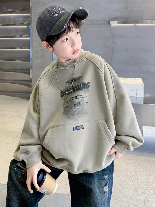 スウェット 男の子 ジュニア アルファベット 裏起毛 厚手 長袖 クルーネック トレーナー プルオーバー ..