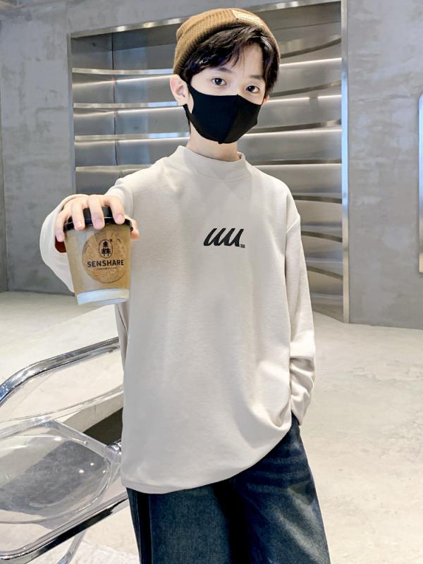 カットソー 男の子 キッズ ジュニア モックネック 長袖 発熱 保温 インナーシャツ 秋冬 ポリエステル ..