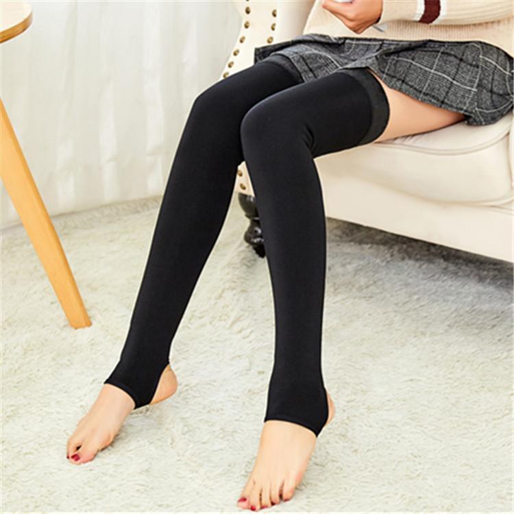 レッグウォーマー レディース 裏起毛 厚手 ニーハイ ロング丈 防寒 保温 足付き トレンカ 9分丈 ストレート ナイロン 吸汗性 冷え対策 秋冬 ブラック ベージュ