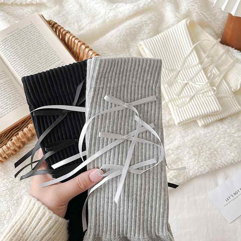 レッグウォーマー レディース ニット Y2Kスタイル ギャル系 ルーズソックス あったか 防寒 ハイソックス丈 コットン 秋冬 ストリートファッション 冷え対策 ホワイト アイボリー グレー カーキ ブラック