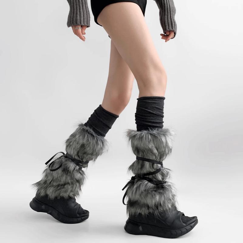 レッグウォーマー レディース 冬 フェイクファー モコモコ Y2K ミレニアムギャル アビースタイル スイートクール 細見え くしゅくしゅ