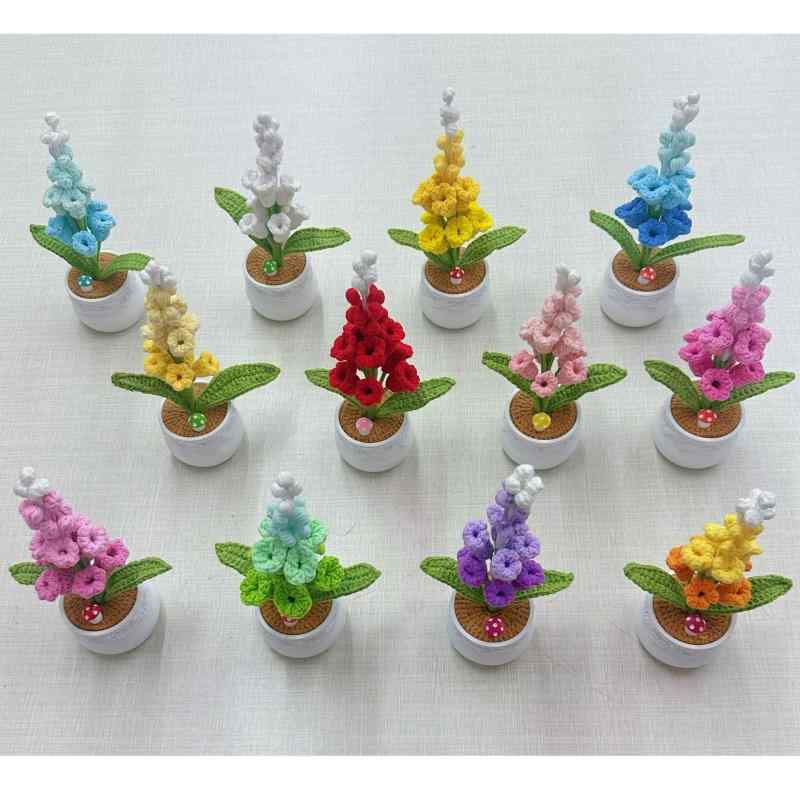 造花 花束 ムスカリ 毛糸 手編み ハンドメイド かぎ針編み クロシェ編み リアル フェイクフラワー インテリア雑貨 室内装飾 おしゃれ 置物 撮影小物 カラフル