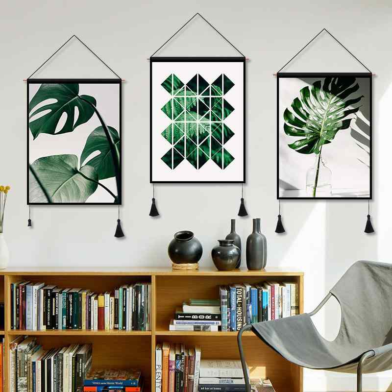 タペストリー 北欧風 モダン シンプル おしゃれ 観葉植物 ボタニカル グリーン 綿麻 コットンリネン 壁..