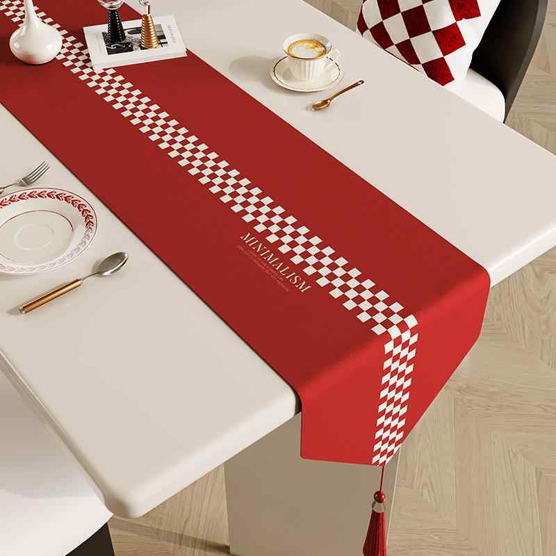 テーブルランナー お正月 慶事用 ネオチャイニーズスタイル 高級感 リネン 麻素材 サイドボード コーヒ..