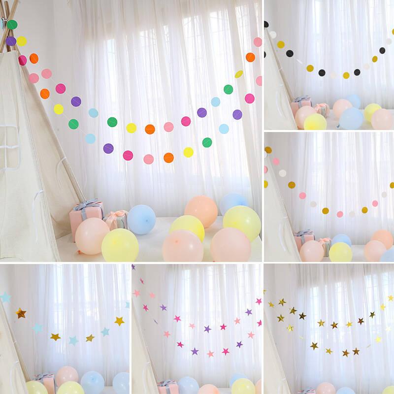 ウォールデコレーション キッズ 子供部屋 スター 星 ポンポン ガーランド 合皮 ゴールド シルバー 吊る..