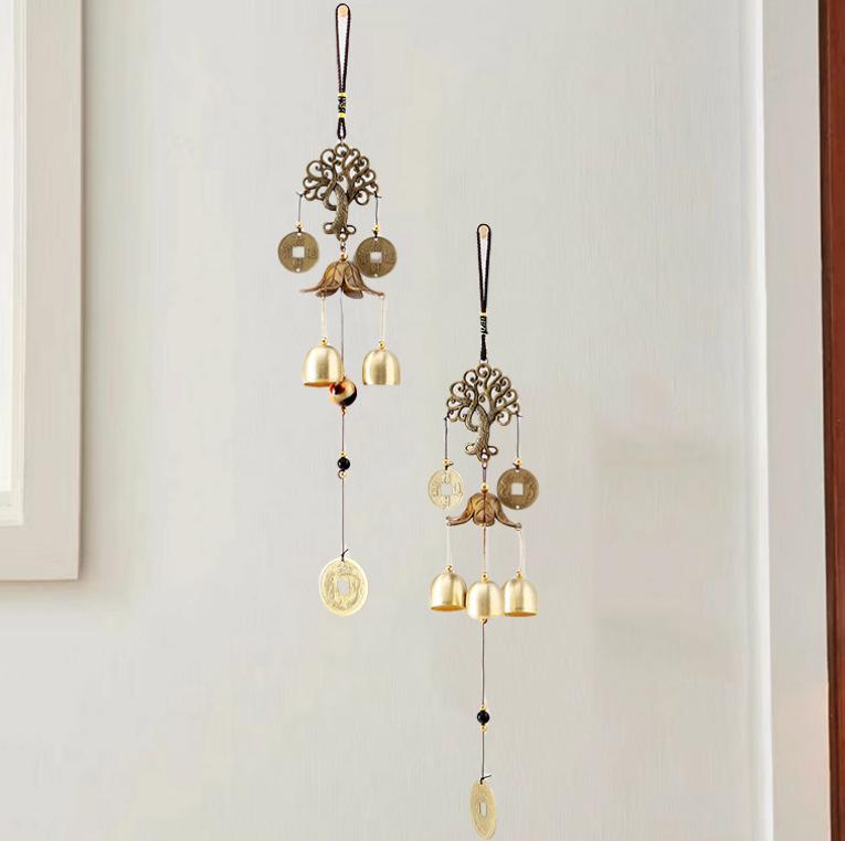 風鈴 アンティーク調 合金製 古銅 玄関 庭 バルコニー 吊り飾り 壁飾り 室内装飾 ウォールデコレーショ..