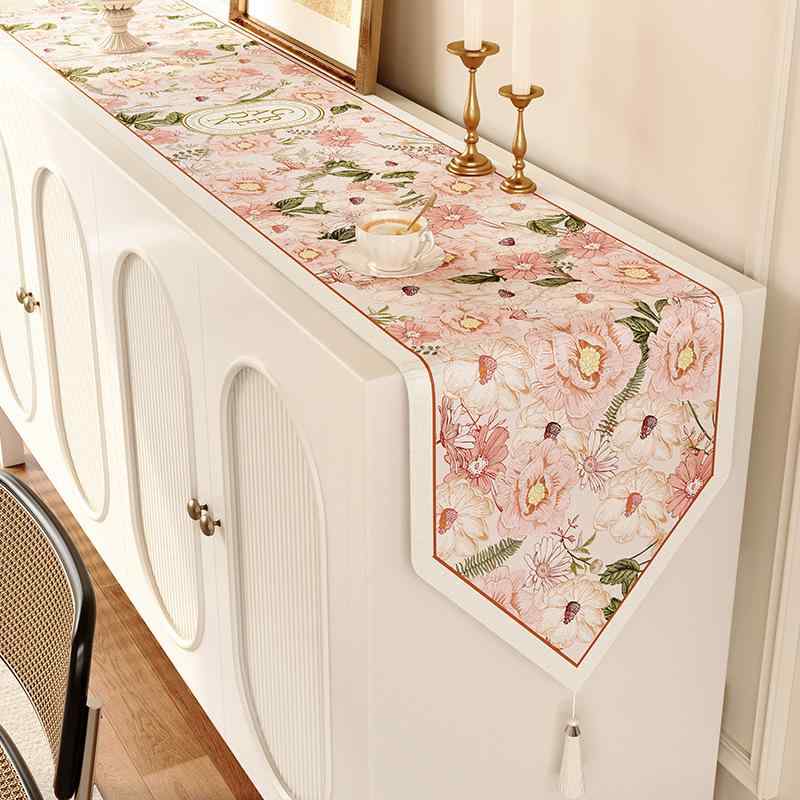 テーブルランナー アメリカン 高級感 上品 麻 リネン 長方形 サイドボード ローテーブル テレビボード ..