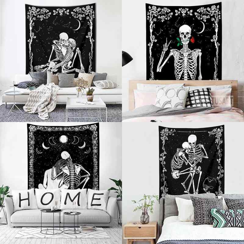 タペストリー ドクロ柄 ボヘミアン エスニック 欧米風 西海岸風 壁掛け 室内装飾 ウォールデコ ファブリックポスター ポリエステル リビング 寝室 書斎 子供部屋