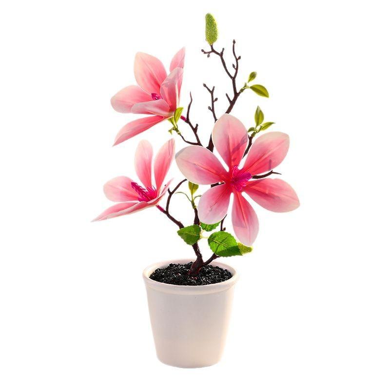 フェイクグリーン リアルな質感 マグノリア 鉢植え 卓上 盆栽 フラワー 造花 おしゃれ インテリア装飾 人工観葉植物 リビング オフィス 玄関 ディスプレイ オブジェ